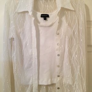 Bebe Women’s Light Weight Button Up with Tank Top